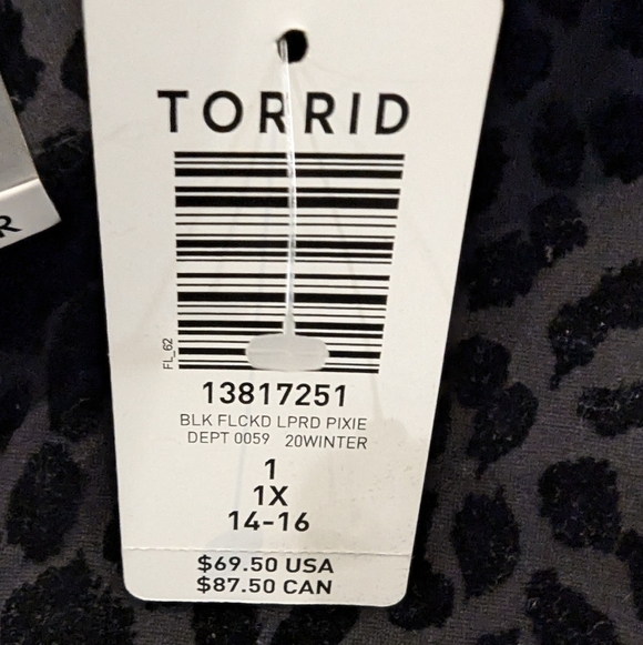 NWT Torrid leopard pixie black slim fix Pants  Sz 10 M/L  or 1x - Picture 15 of 16